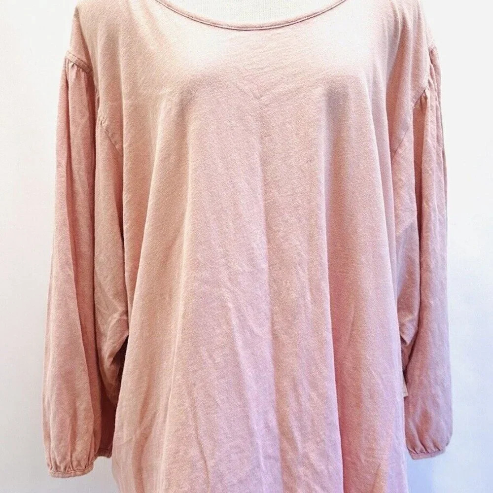 NWT SONOMA Women Short Sleeve Pull Over Boat Neck Cotton Pink Shirt Plus Size 4X